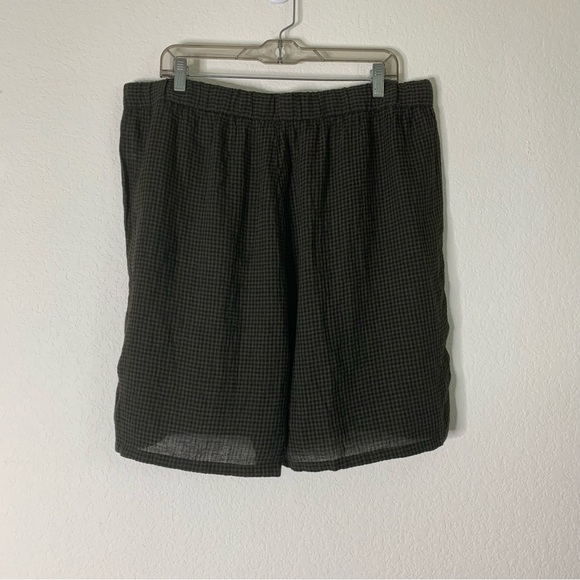 Eileen Fisher Womens green plaid seaweed 100% linen mid thigh shorts XL NWT - Picture 5 of 10